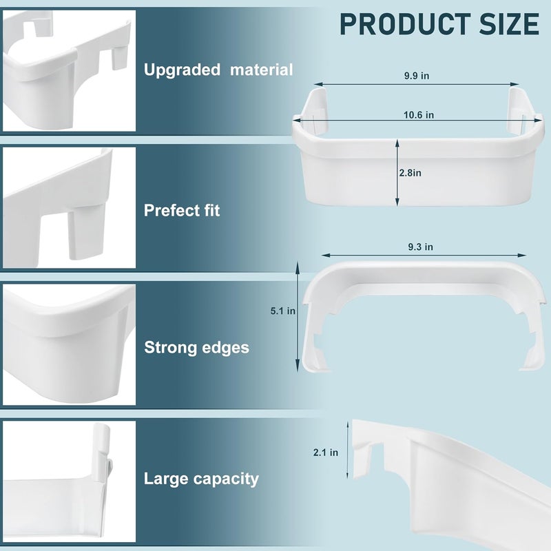 Fetechmate 240351601 Refrigerator Freezer Door Bin Side Shelf Compatible with Ken.more Fri.gidaire Refrigerator Replace 240351607 891154 AP2115974 White Freezer Lower Door Shelf Bin - 2 PACK By - Image 3